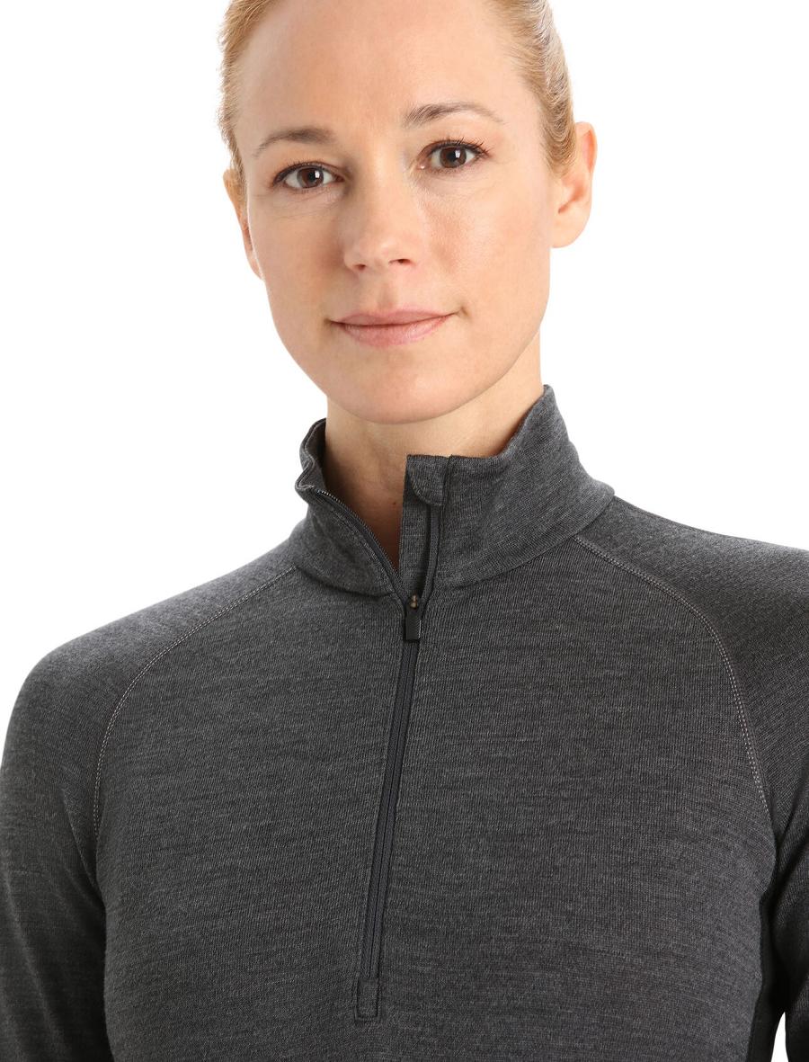 Base Layers Icebreaker 260 ZoneKnit™ Merino Long Sleeve Half Zip Damskie Czarne | PL 1067GSOL